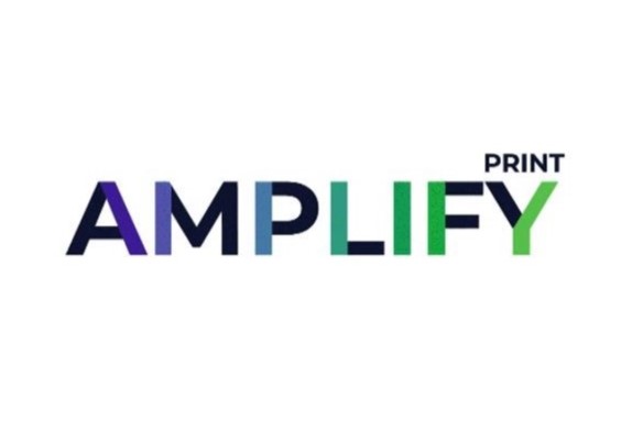 logo of the trade show Amplify print in Minneaplis, USA