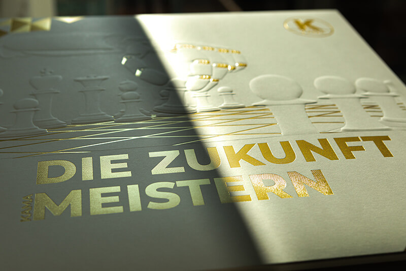 hot foil stamping Motto Zukunft meistern